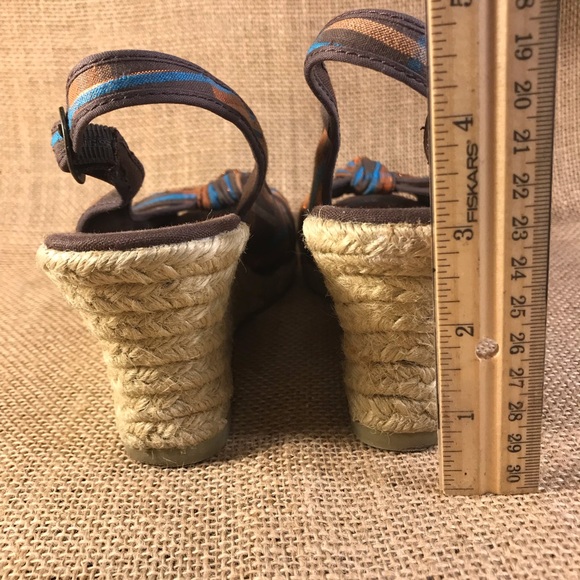 espadrilles sandals wedges open toe plaid size 7. - Picture 4 of 7